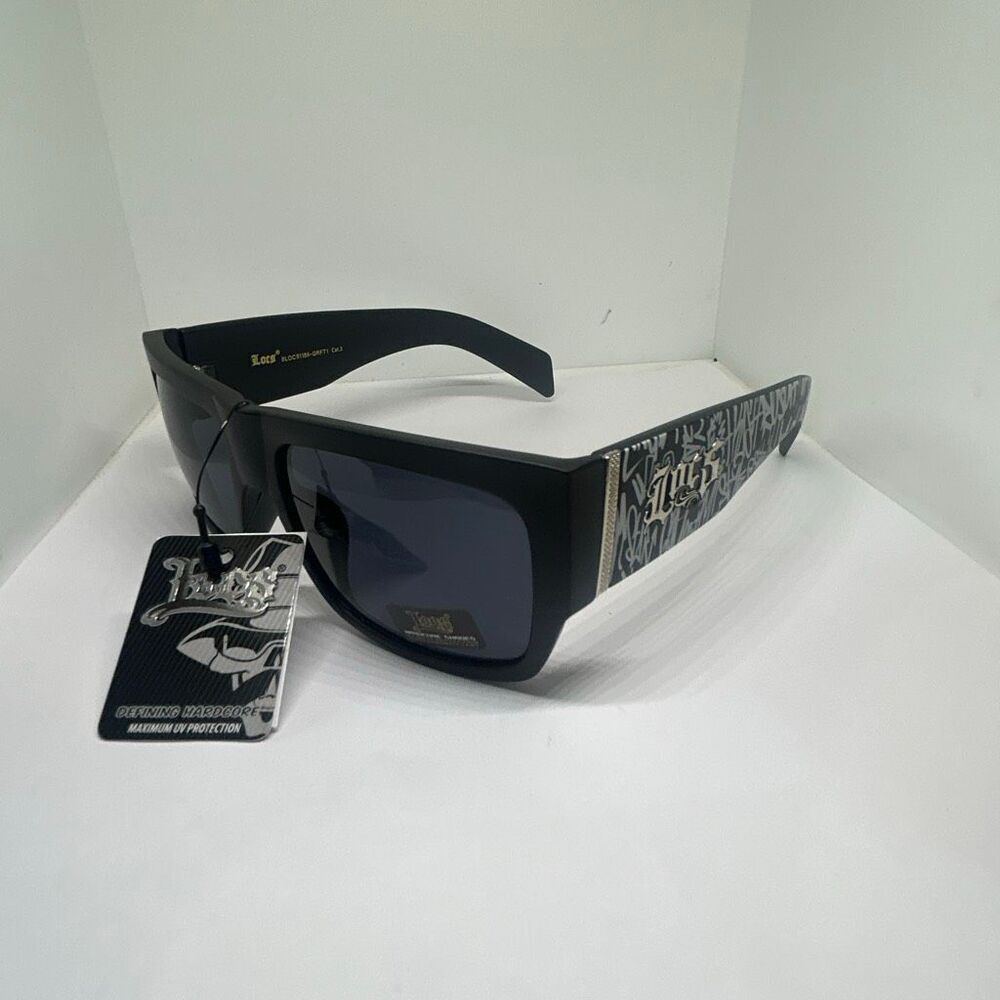 Locs Hardcore Matte Sunglasses Graffiti Print Arms UV Protection